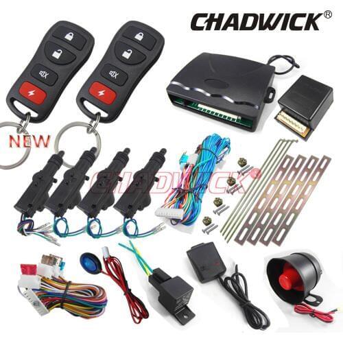 Universal car alarm system and remote control central door lock kit actuator sound siren keyless entry 12V locking CHADWICK 8170