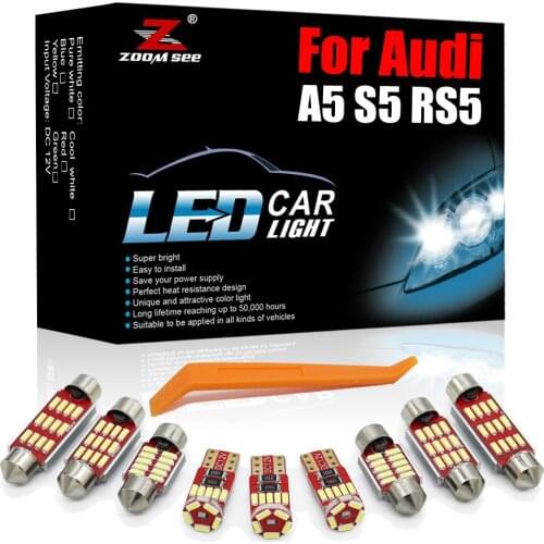 High Power White Canbus LED Interior Kit 14pcs For Audi A5 S5 RS5 B8 (08-15) Error Free Vehicle Glove Box Door Map Dome Light
