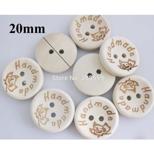 WBNKEW 2cm Round Wooden sewing Button Hecho A Mano Scrapbooking 50pcs Baby shirt Buttons natural wood