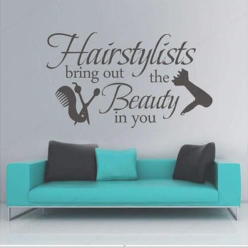 YOYOYU Hair Stylists Wall Decal Vinyl Wall Sticker Beauty Salon Decoration HairSalon Wall Mural Hair Salon WallArt StickerHL149