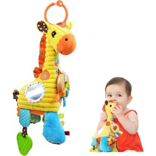 [Funny] Baby toy 100% Safe material Giraffe plush doll Pull bell Multifunctional Bed Hanging appease Educational Teether food