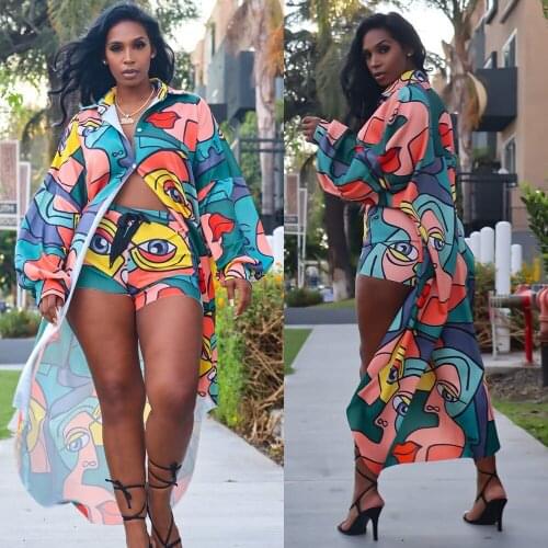 2021 Ins Internet Celebrity Famous Women Set 2 Pcs Short Pants Cartoon Print