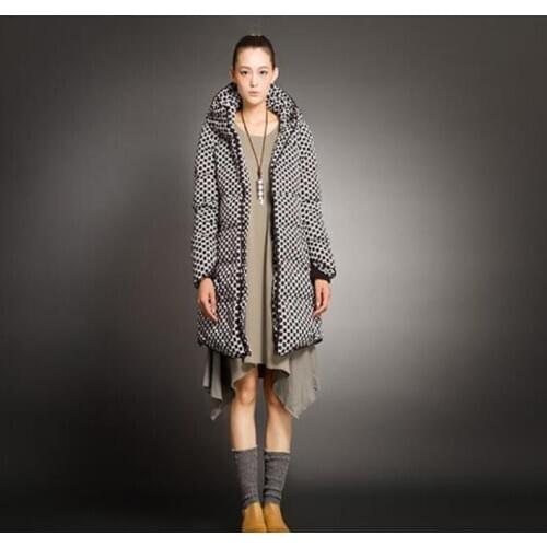 Women Winter Down Coat Speicl Hem Hooded Down jacket Winter Coat Thick Down Coat Little Dot Plus Size