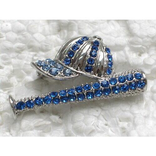12pcs/lot Wholesale Fashion Brooch Rhinestone Baseball bat cap Pin brooches jewelry Gift C101352