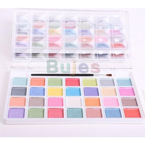 28 Pearlescent Solid Watercolor Paints Set Portable Water Color Paint, Painting Art Supplies Macarone Color Water Color Set