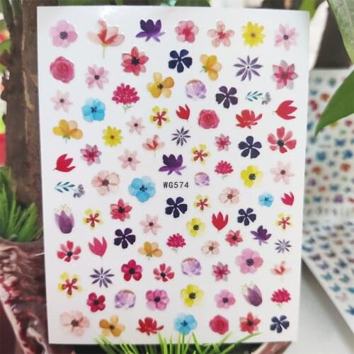 3D Stickers for Nails Blooming Flowers Leaf Design Nails Art Decoration Manicure Stickers Decal Sliders Nail Foil Accessories