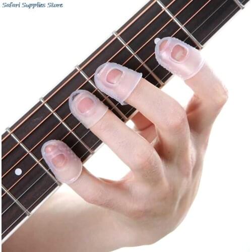 4Pcs/Set Transparent Silicone Finger Guards Guitar Fingertip Protectors For Ukulele Guitar S M L