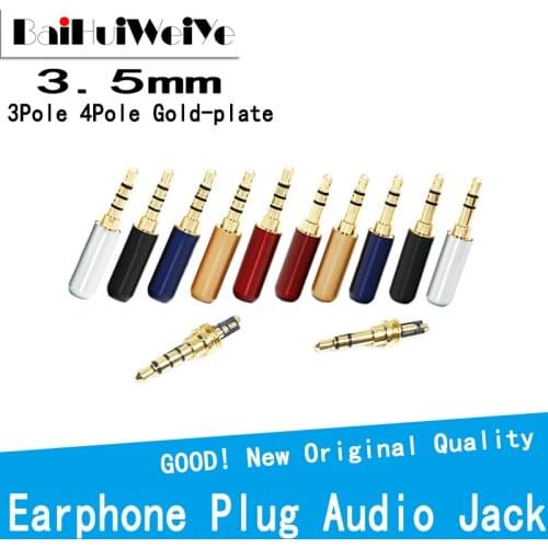 5Pcs High Quality 3.5mm Plug Audio Jack 4Pole 3Pole Gold-Plated Earphone Adapter For DIY Stereo Headset Earphone/Repair Earphone