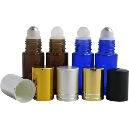 500 x 5ml Mini Amber roll on bottles for essential oils blue roll-on refillable perfume bottle deodorant containers