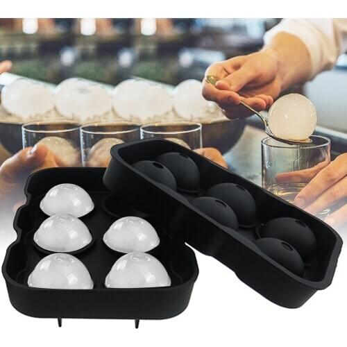 6 Large Ice Ball Maker Cube Tray Big Silicone Mold Sphere Whiskey Round Mould