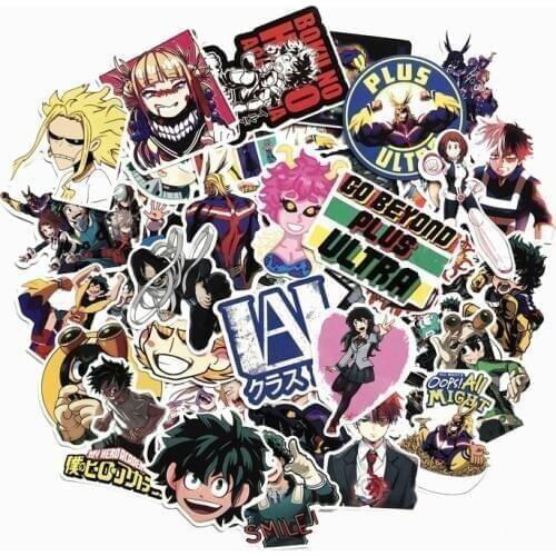 70Pcs/lot Cartton Anime Stickers My Hero Academia Stickers Kids Toys Luggage Waterproof Skateboard Graffiti Motorcycle Sticker