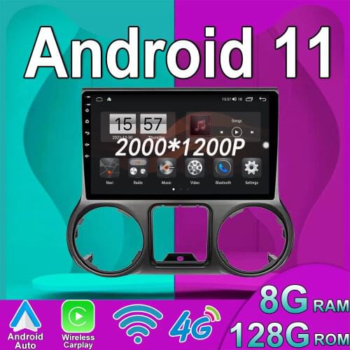 4G+128G carplay 10" Android 10 CAR for Jeep Wrangler 3 JK 2010 - 2018 Car Radio Multimedia Video Player Navigation GPS NO DVD