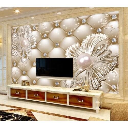Beibehang Custom wallpaper 3d photo murals 3D soft pack diamond jewelry flower luxury living room bedroom background wall paper