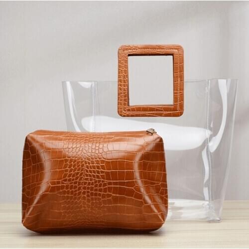 BENVICHED 2021 Women Composite Bags Transparent luxury handbags high quality Womens Fashion Beach Bags Summer Shoulder BagsB044