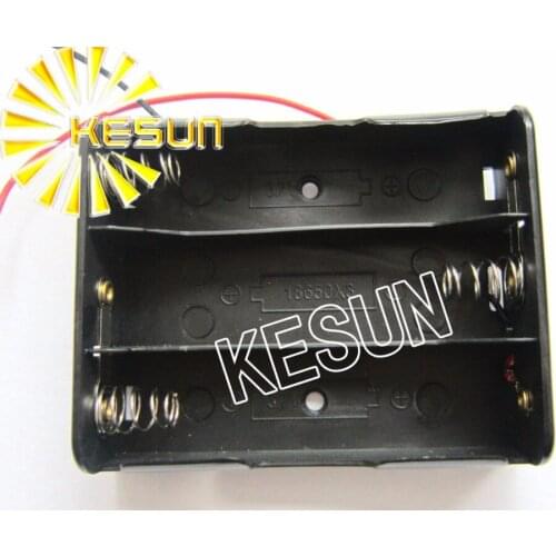FREE SHIPPING 5PCS x 3x 18650 11.1V Plastic Black Battery Storage Case Box Holder Socket With150mm Wire Leads