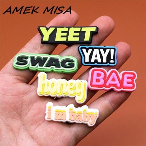 Free Shipping Crock Charms Accessories Custom Cute Cartoon PVC Shoe Croc Buttons Sandals Charm Decoration YAY YEET BA SWAG U216