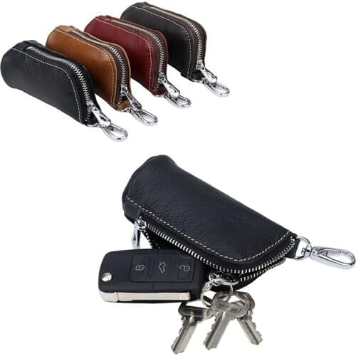 High Quality Women Key Chain New Arrivals Cowhide Key Wallets Men Genuine Leather Retro Car Key Housekeeper Holders