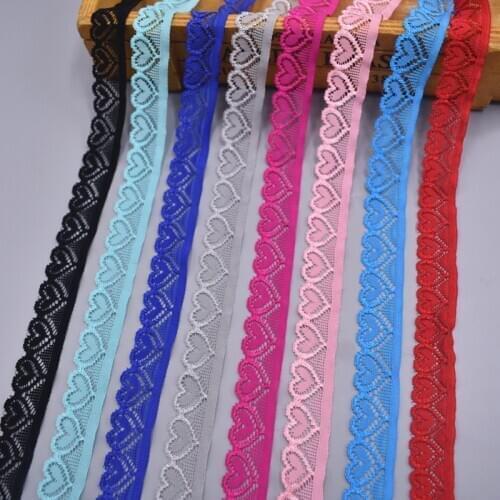 2018 high quality elastic lace ribbon Tape 18mm wide Trims heart-shaped stretch lace For Sewing decoration african lace fabric