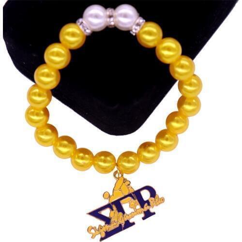 Elastic Handmade Blue Yellow SGR Symbol Poodle Sigma Gamma Rho Bracelets Sorority School Club Jewelry