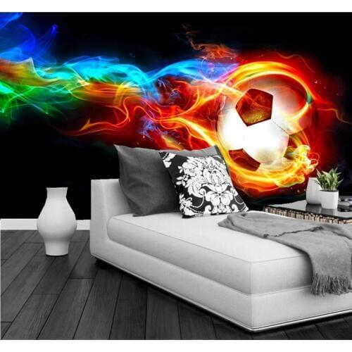 Custom modern 3D wallpaper mural for living room sofa bedroom childrens room background wallpaper Football on fire Wall Mural