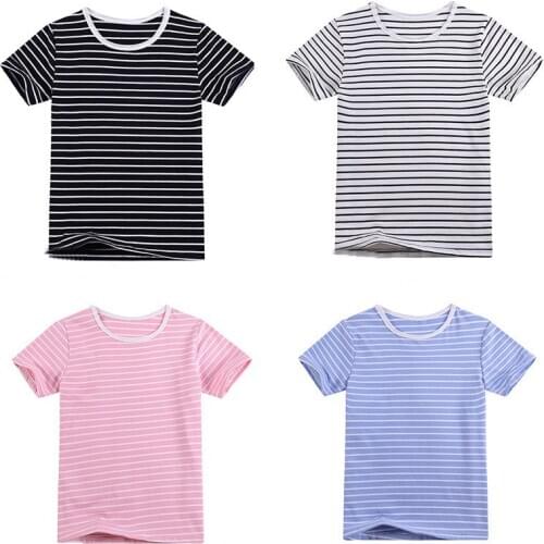 2-12 Yrs Kids Summer T shirts Striped Boys Girls Casual Cotton Tops Tees Baby Children Short Sleeve T Classic Outwear