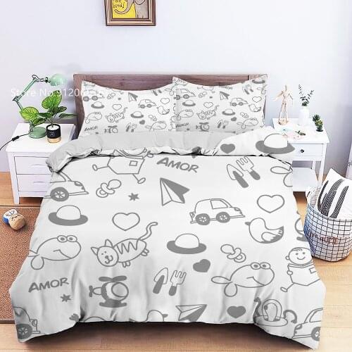 Lovely Kawaii Bedding Set 3D Print Cute Cartoon Duvet Cover Bed Quilt Cover For Kids Girls Duvet Cover For Bedroom Bedspread