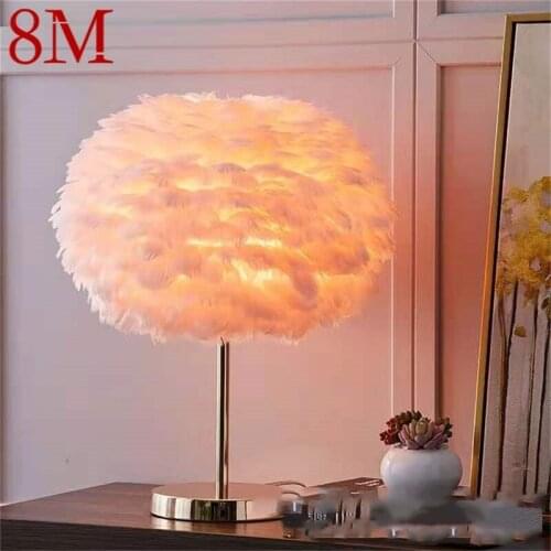 8M Creative Table Lamps Feather Desk Lighting Contemporary for Living Room Bed Room Decoration