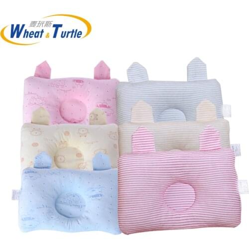 Mother Kids Bedding Baby Pillows Soft Cotton Rectangle Antiapnea Baby Head Shapping Concave Adorable Anti-migraine Pillows