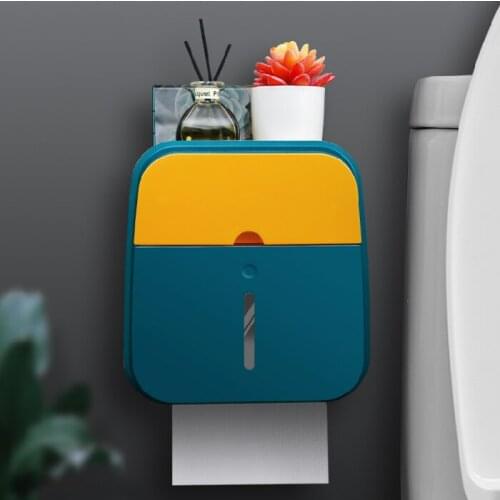 Wall Mount Toilet Paper Holder Waterproof Bathroom Tissue Box Bathrrom Shelf Roll Paper Tube Storage Rack