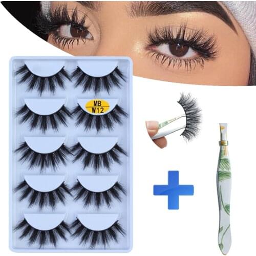 NEW 5 pairs Mink Eyelashes Set 3D 100% False Lashes Makeup Eyelash Extension faux cils Natural fluffy Volume Soft Fake Eye Lashe