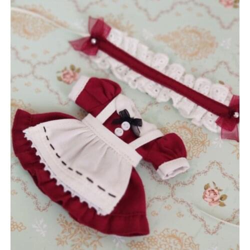 2pcs/set Doll Clothes Retro Maid Dress,Skirt for Ob11,obitsu 11,Molly,1/12 BJD Doll Clothing Accessories For Dolls