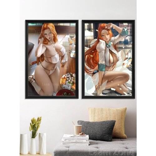 Bleach Inoue Orihime Matsumoto Rangiku Anime Girl Sexy Nude Nelliel Tu Odelschwanck Poster Decor Home Decoration Room Prints