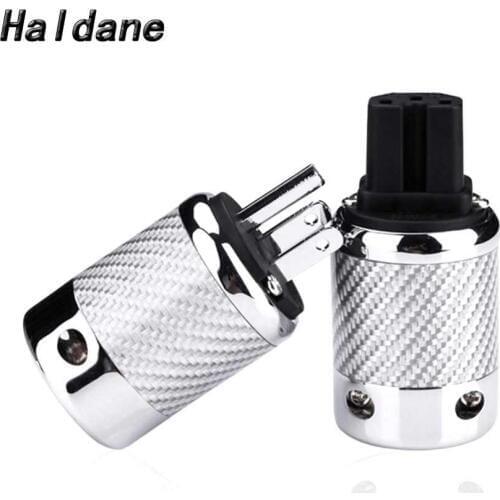 Haldane pair HIFI Carbon Fiber Rhodium Plated US Power ack Adapter Socket Plug IEC Female Connector for DIY AC Power Cord Cable