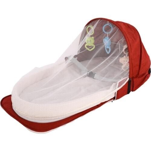 0-24M Baby Crib Portable Foldable Baby Bed with Bed Net Multipurpose Mummy Bag Pink/Red/Green/Blue/Gray