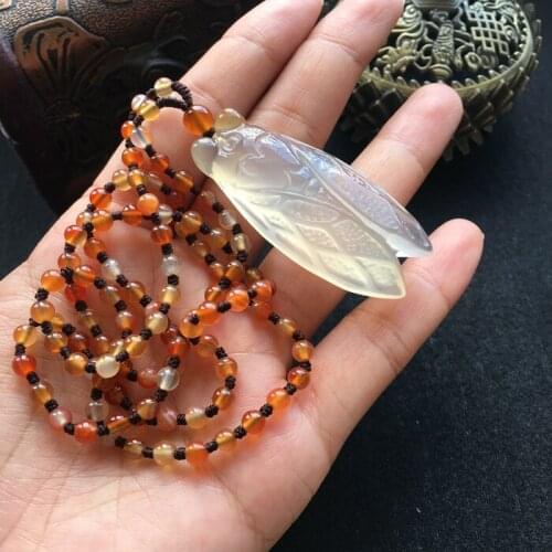NATURE sardonyx BEAUTIFUL women men sweet Ice species Agate Jade pith cicada pendant free shipping
