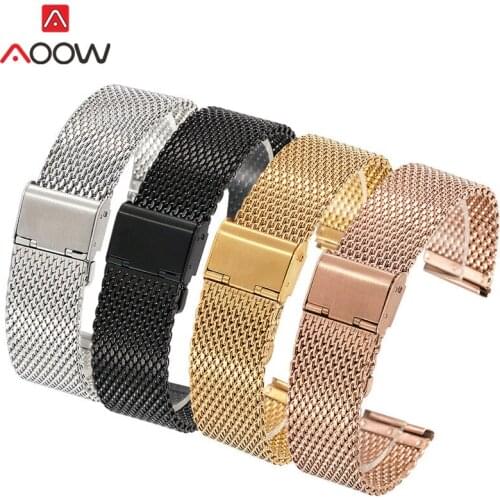 18mm 20mm 22mm 24mm Milanese Strap Mesh Loop Watchband 316 Solid Stainless Steel Men Replacement Bracelet Band for Smart Watch