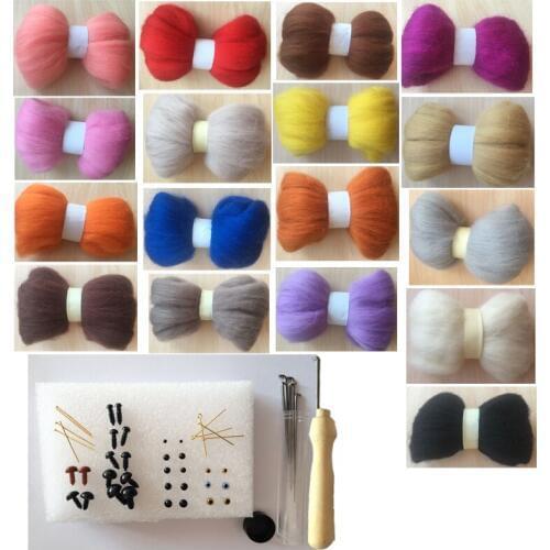 DIY Needle felt 66s wool felt poke fun soft feeling Wool Fibre Tops Roving DIY Spin mix color 10g/17pcs/lot