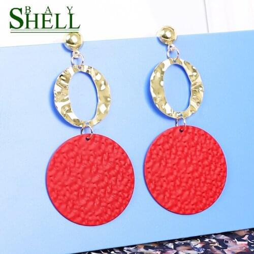 Shell bay Fashion Earrings Jewelry Metal Red Pendientes Earrings Woman Earring Punk Earrings Bohemia Party Girls Stainless Steel