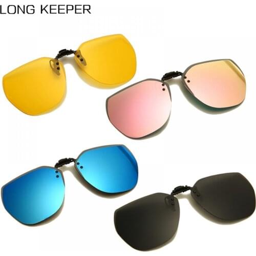 LongKeeper Polarized Clip On Sunglasses Men Women Photochromic Driving Sun Glasses Night Vision Flip Up Mirror Lenses Glasses