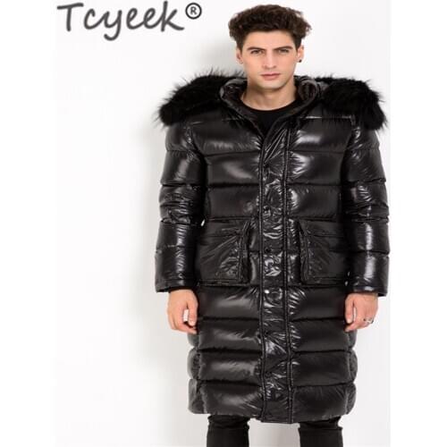 Tcyeek Thick Warm Winter Long Jacket Men Clothes 2020 Streetwear Camouflage 90% Duck Down Coat Fur Hooded Overcoat Hiver L031