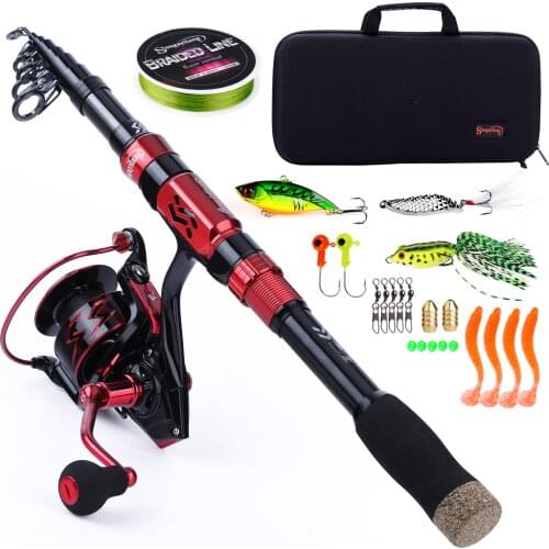 Sougayilang Fishing Rods Combos 1.8-2.7M Carbon Fiber Telescopic Fishing Rods and Spinning Fishing Reel Line Bag Lures Full Set
