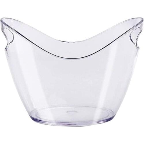 4L Ice Bucket Clear Ingot Shaped Storage Tub Bar Ice Container Champagne Red Wine Cooler Bucket for Wine Whiskey Beer Bottles