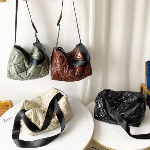 Womens bag 2021 new fashion PU leather solid color large capacity shoulder bag rhombus messenger bag casual big bag