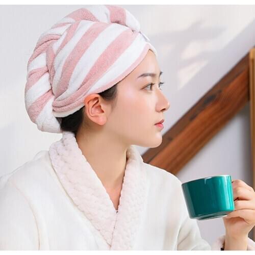 2 pieces of cartoon microfiber turban fast drying hair hat wrapped towel shower cap send hair band