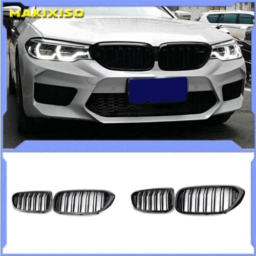 2PCS Car Racing Grill Meteor Diamond Star Style Front Kidney Grille Bumper For BMW 5 Series G30 G31 G38 520i 530i 540i 2018 2019