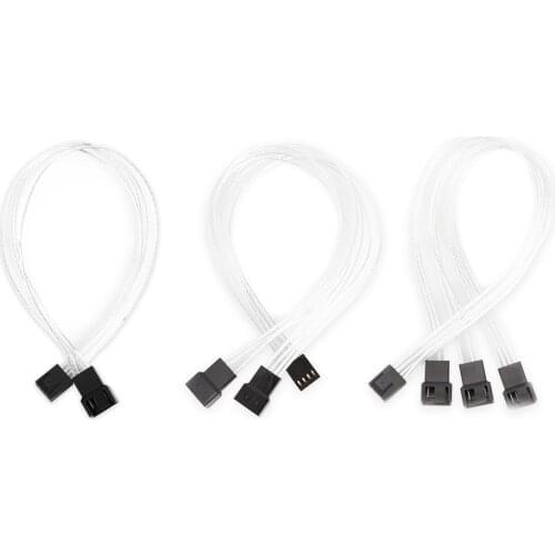 30cm 4Pin PWM Extension Cable Motherboard Office 1 to 1 2 3 Ways Splitter Sleeved Connecto Computer CPU Cooling Fan Splitter