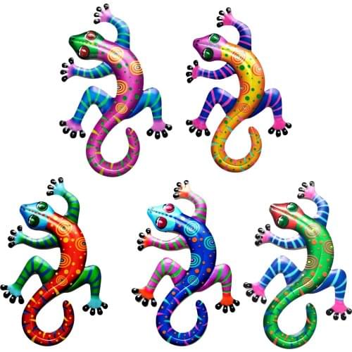 5Pcs Rustproof Iron Gecko Wall Art Decor Sculpture Hang Indoor Outdoor For Home Bedroom Living Room Office Garden Decoration