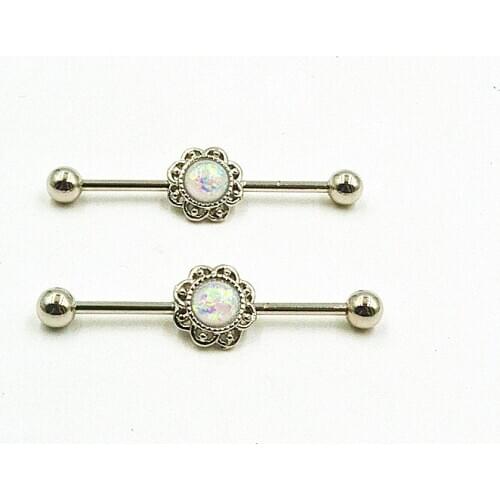 Lot 50pcs Free Shippment Industrial Barbell Opalite Ear Long Barbells Ear Piercing 1.6MMX34MM NEW
