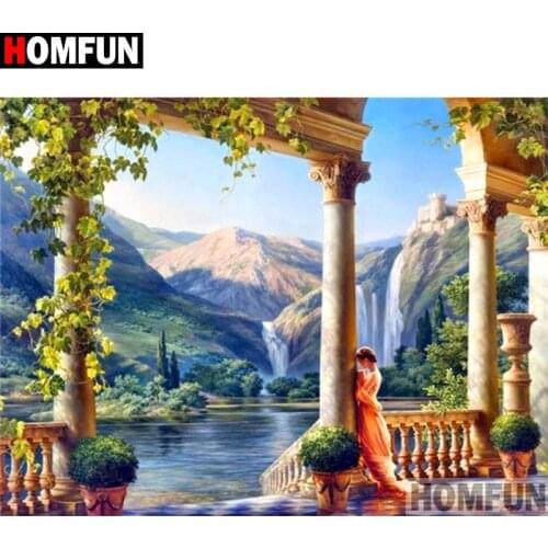 HOMFUN Full Square/Round Drill 5D DIY Diamond Painting "Beauty scenery" 3D Embroidery Cross Stitch 5D Home Decor A17176