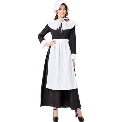 Black maid Uniform dress farm suit girls Cosplay Costume